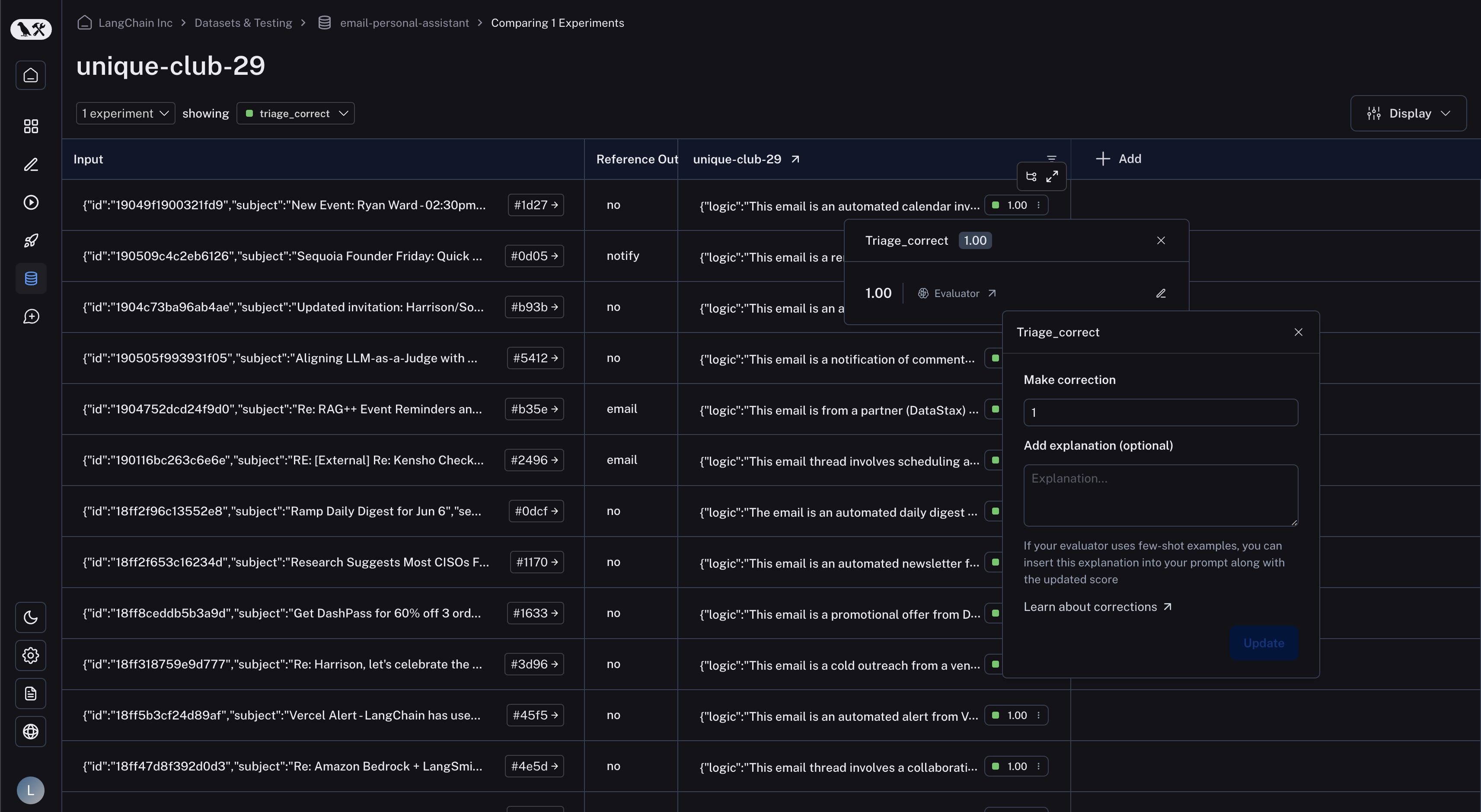 Audit Evaluator Comparison View